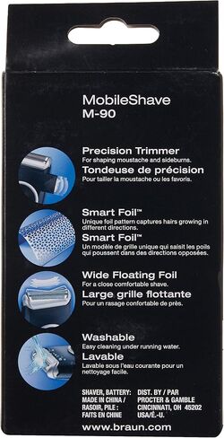 Braun M90 Men Mobile Shaver with Precision Trimmer New Great Gift Ship Worldwide in Kuwait