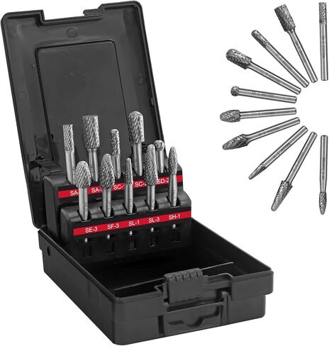 مجموعة Carbide 10pc Carbide Burr 1/4 "Shank Single Cut Die Pits Grinder Pits Tungsten Rotary Cuttary Burrs prics carbide prit for the mlill ، starviving ، expurring ، regring ، ood ood roducs and metals in Kuwait