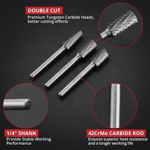 مجموعة Carbide 10pc Carbide Burr 1/4 "Shank Single Cut Die Pits Grinder Pits Tungsten Rotary Cuttary Burrs prics carbide prit for the mlill ، starviving ، expurring ، regring ، ood ood roducs and metals in Kuwait