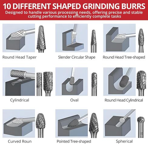 مجموعة Carbide 10pc Carbide Burr 1/4 "Shank Single Cut Die Pits Grinder Pits Tungsten Rotary Cuttary Burrs prics carbide prit for the mlill ، starviving ، expurring ، regring ، ood ood roducs and metals in Kuwait