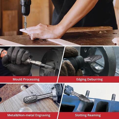 مجموعة Carbide 10pc Carbide Burr 1/4 "Shank Single Cut Die Pits Grinder Pits Tungsten Rotary Cuttary Burrs prics carbide prit for the mlill ، starviving ، expurring ، regring ، ood ood roducs and metals in Kuwait