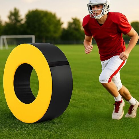 Tackle Wheel and Round Cushion Pad – Durable PU Leather Tackle Dummy with High-Density Foam & Side Strap for Football Youth, Adult Training, Agility & Contact Practice in Saudi Arabia