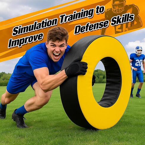 Tackle Wheel and Round Cushion Pad – Durable PU Leather Tackle Dummy with High-Density Foam & Side Strap for Football Youth, Adult Training, Agility & Contact Practice in Saudi Arabia