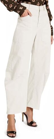 Cicy Bell Womens Baggy Barrel Horseshoe Pants Casual High Waisted Button Trousers with Front Pockets in Saudi Arabia