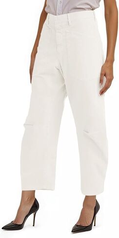 Cicy Bell Womens Baggy Barrel Horseshoe Pants Casual High Waisted Button Trousers with Front Pockets in Saudi Arabia