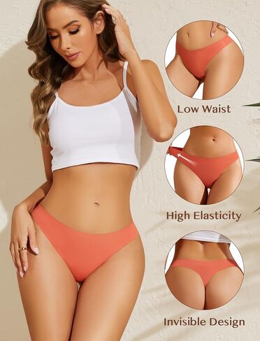 Seamless Thongs for Women 6 Pack,No Show Underwear,Comfortable Ladies Panties Underpants,Invisible Gym Workout Undies in Saudi Arabia