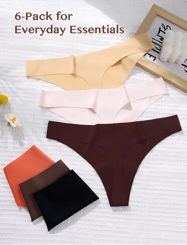 Seamless Thongs for Women 6 Pack,No Show Underwear,Comfortable Ladies Panties Underpants,Invisible Gym Workout Undies in Saudi Arabia