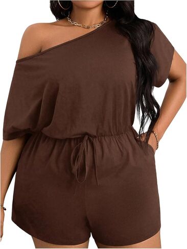 Soly Hux Women's Plus Size قبالة الكتف Belissuits القصيرة الصيفية القصيرة الأكمام مع جيب in Kuwait