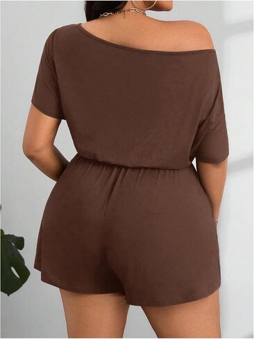 Soly Hux Women's Plus Size قبالة الكتف Belissuits القصيرة الصيفية القصيرة الأكمام مع جيب in Kuwait
