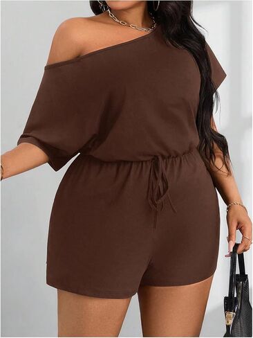 Soly Hux Women's Plus Size قبالة الكتف Belissuits القصيرة الصيفية القصيرة الأكمام مع جيب in Kuwait