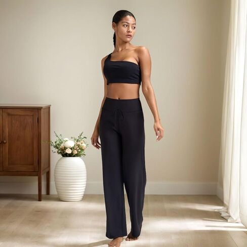 High Waisted Lightweight Cropped Wide Leg Pants for Women, Perfect for Yoga, Workouts, and Travel in Saudi Arabia
