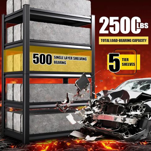 72''H رفوف المرآب 2500 رطل أرفف تخزين مرآب للمعادن للمعادن 36'W شيلفين الصناعي مع وحدة رفوف تخزين قابلة للتعديل للصناعات والطابق السفلي in Saudi Arabia