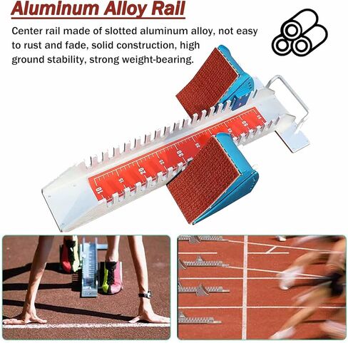 Track & Field Starters Portable Starting Blocks Athletics, 6 Angles Adjustable Track & Field Starters, Aluminum Campus Games Sprinting Pedals, for Plastic Runway Cinder Track, 82cm(32.3in) Long in Saudi Arabia