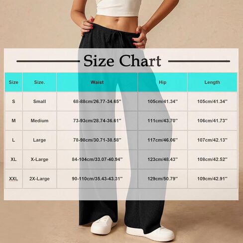 المرأة مضلع واسعة الساق بنطلون طويل وواسع غير رسمي مريح مريح فضفاض لينة متماسكة بيجامة السراويل مع الرباط ملابس خاصة in Kuwait