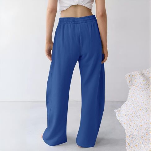 Wide Leg Pants Woman Casual Sweatpants with Pockets for Women Drawstring High Waist Loose Soft Stretch Trousers in Saudi Arabia