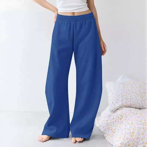 Wide Leg Pants Woman Casual Sweatpants with Pockets for Women Drawstring High Waist Loose Soft Stretch Trousers in Saudi Arabia