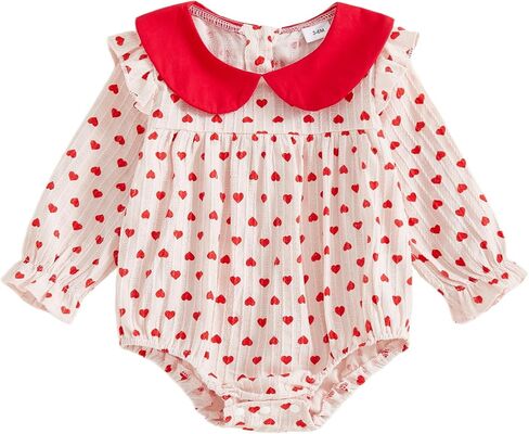 emmababy الكتان فقاعة رومبير الطفلة الطفلة الأزهار مدخن رومبير طويلة الأكمام الكشكش bodysuit حديثي الولادة الخريف ملابس الشتاء in Kuwait