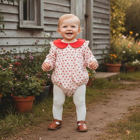 emmababy الكتان فقاعة رومبير الطفلة الطفلة الأزهار مدخن رومبير طويلة الأكمام الكشكش bodysuit حديثي الولادة الخريف ملابس الشتاء in Kuwait