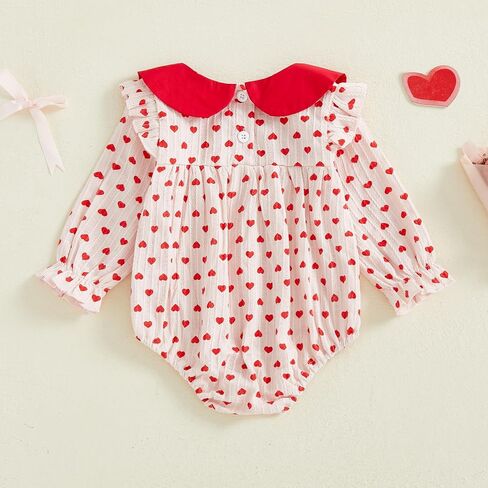 emmababy الكتان فقاعة رومبير الطفلة الطفلة الأزهار مدخن رومبير طويلة الأكمام الكشكش bodysuit حديثي الولادة الخريف ملابس الشتاء in Kuwait