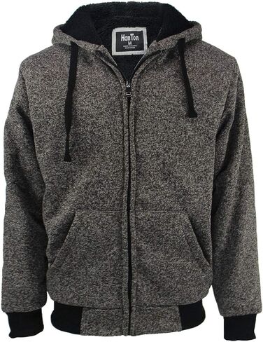 ياسوموند هوديس للرجال سحاب الصوف البلوز الثقيلة شيربا مبطن مقنعين معاطف الشتاء الدافئة كبير طويل القامة in Kuwait