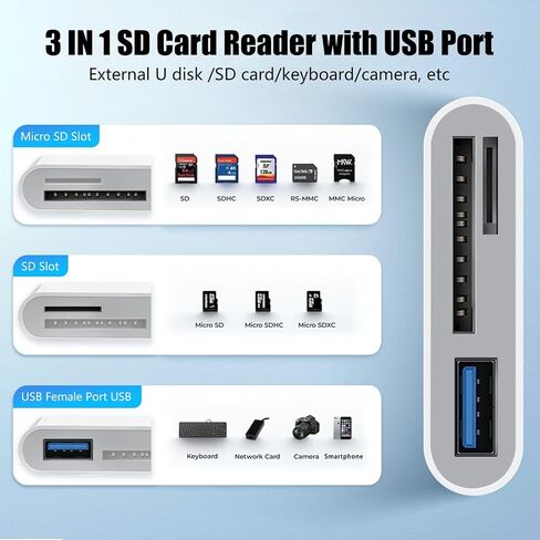 Micro SD Card Reader 2 in 1 Micro to C OTG Adapter Portable Memory Card Reader for SD TF SDXC SDHC MMC RS-MMC Micro SD Micro SDXC Micro SDHC Card and UHS-I Cards in Kuwait