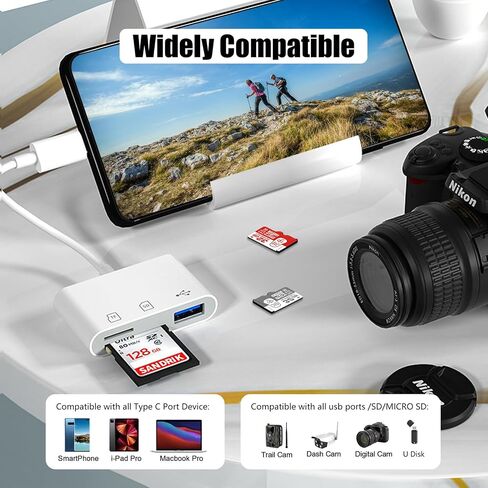 Micro SD Card Reader 2 in 1 Micro to C OTG Adapter Portable Memory Card Reader for SD TF SDXC SDHC MMC RS-MMC Micro SD Micro SDXC Micro SDHC Card and UHS-I Cards in Kuwait