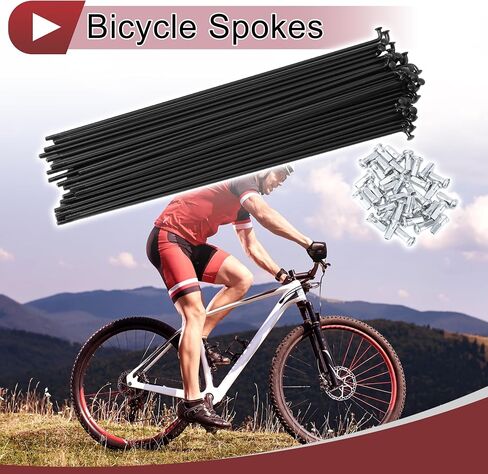 36 Set 12G Bicycle Spokes 205mm Bike Wheel Spokes 45 Steel Black in Saudi Arabia