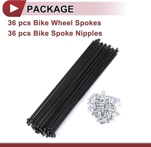 36 Set 12G Bicycle Spokes 205mm Bike Wheel Spokes 45 Steel Black in Saudi Arabia