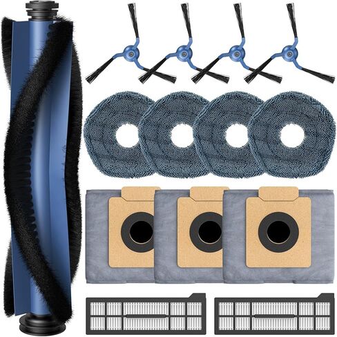 24 Pcs X10 Pro Omni Accessories for eufy X10 Pro Omni Robot Vacuum Accessories Kit, 2 Main Brush+ 4 Hepa Filters+ 4 Mop Pads+ 6 Vacuum Bags+ 6 Side Brushs+ 1 Cleaning Brush+ 1 Screwdriver in Kuwait