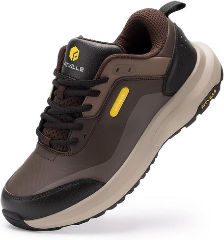 FitVille Men's Extra Wide Hiking Shoes Outdoor Walking Shoes Low-top Waterproof Work Shoes Soft Toe with Arch Support for Heel Pain Relief - Rugged Core (11 Wide, Black) in Saudi Arabia