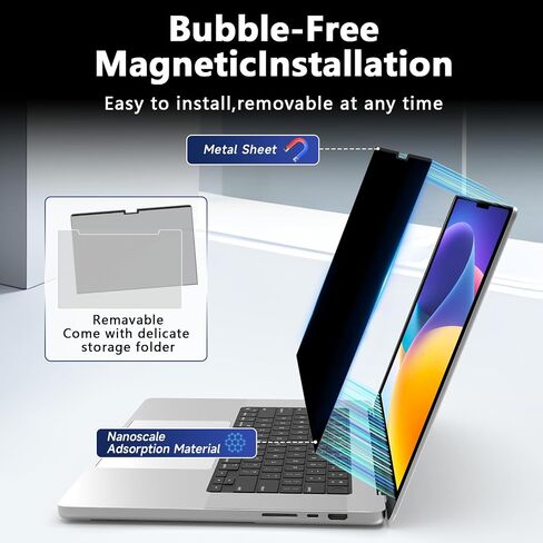 Magnetic Laptop Privacy Screen for Microsoft Surface Laptop 7th Gen 15 inch, Removable Anti Blue Light Glare Screen Protector Filter for Eyes, Anti Spy and Easy Install Sheild for Mictosoft Computer in Saudi Arabia