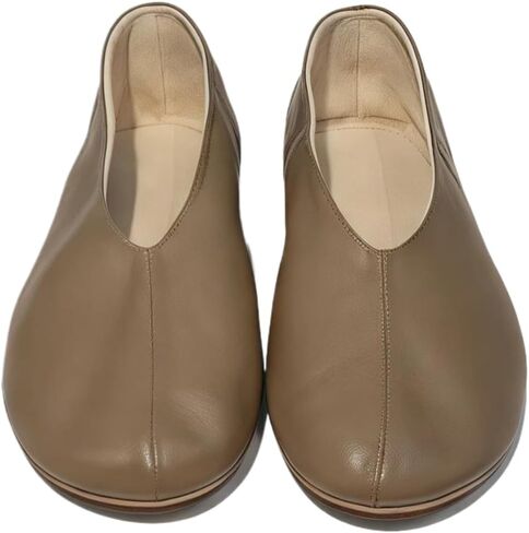 Women's Genuine Leather Ballet Flats Round Toe Slip On Minimalist Shoes Comfortable Flat Pumps for Daily Office Wear in Saudi Arabia