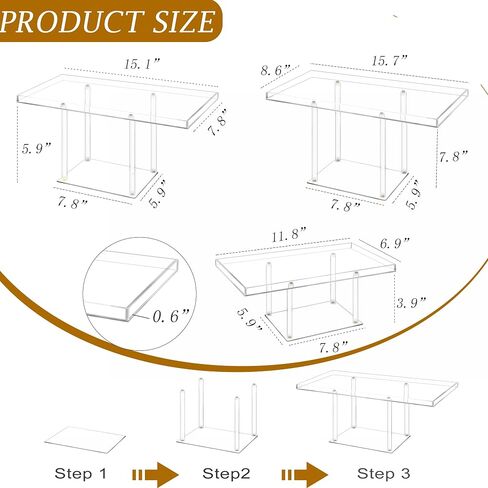 Acrylic Dessert Table Display Set, Clear Cupcake Stand, 3 Tiered Serving Trays and Platters, Buffet Riser and Stand Appetizer Sandwiches Cookie Display Stand Finger Food Display Trays for Party Bases Para Postres in Kuwait