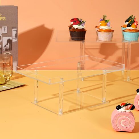 Acrylic Dessert Table Display Set, Clear Cupcake Stand, 3 Tiered Serving Trays and Platters, Buffet Riser and Stand Appetizer Sandwiches Cookie Display Stand Finger Food Display Trays for Party Bases Para Postres in Kuwait