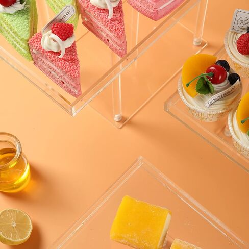 Acrylic Dessert Table Display Set, Clear Cupcake Stand, 3 Tiered Serving Trays and Platters, Buffet Riser and Stand Appetizer Sandwiches Cookie Display Stand Finger Food Display Trays for Party Bases Para Postres in Kuwait