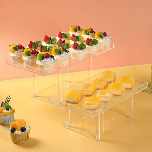 Acrylic Dessert Table Display Set, Clear Cupcake Stand, 3 Tiered Serving Trays and Platters, Buffet Riser and Stand Appetizer Sandwiches Cookie Display Stand Finger Food Display Trays for Party Bases Para Postres in Kuwait