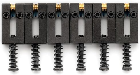 Musiclily Ultra 10.8mm Full Solid Brass Modern Style Roller Saddles for Strat Tele Style Electric Guitar Bridge, Black (Set of 6) in Saudi Arabia