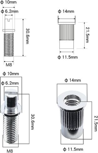 Electric Guitar Bridge Studs Anchors M8 Metric Thread Mounting Studs and Inserts Bushings Compatible with Les Paul Lp Ep Style Electric Guitar Bridges Parts Replacement Chrome in Saudi Arabia