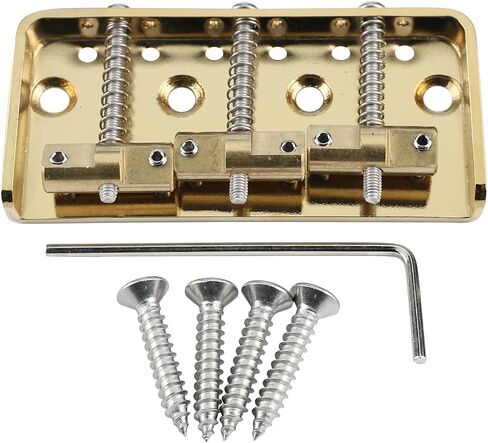 Gold Vintage Short Fixed Bridge with Brass Compensated 3-Saddle Steel Baseplate 54mm Guitar Bridge Compatible with Vintage Fender Telecaster Tele Style Electric Guitar Replacement Parts in Saudi Arabia
