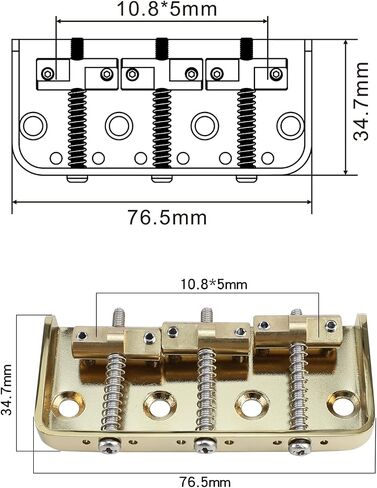 Gold Vintage Short Fixed Bridge with Brass Compensated 3-Saddle Steel Baseplate 54mm Guitar Bridge Compatible with Vintage Fender Telecaster Tele Style Electric Guitar Replacement Parts in Saudi Arabia