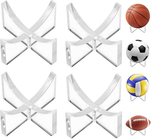 Acrylic Ball Stand Holder 4-Pack, Clear Baseball Holder Display Stand Display Case for Softball, Baseball, Golf Ball, Football, Volleyball, Tennis Balls, Crystal Balls, Memorabilia in Saudi Arabia