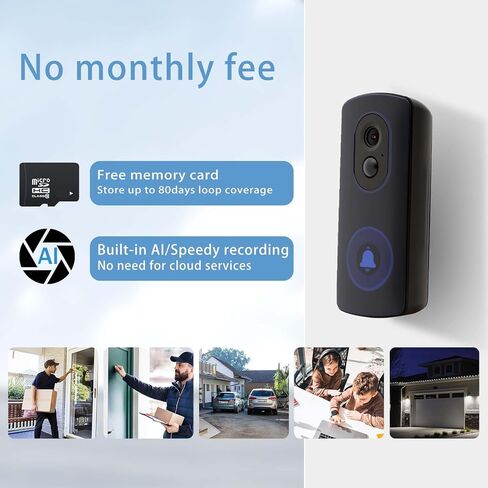WIFI Camera Wireless Wireless ، AA Camera Camera Octured Battery ، عمر بطارية لمدة عامين ، لا اشتراك ، تم تصميمه في بطاقة SD واكتشاف الذكاء الاصطناع in Kuwait