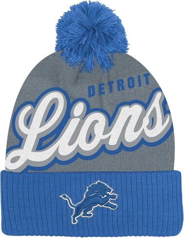 NFL Kids Youth 8-20 Official Primary Logo Script Wordmark Cold Weather Cuffed Knit Pom Beanie Hat in Saudi Arabia