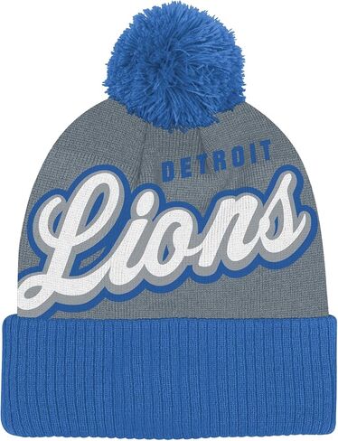 NFL Kids Youth 8-20 Official Primary Logo Script Wordmark Cold Weather Cuffed Knit Pom Beanie Hat in Saudi Arabia