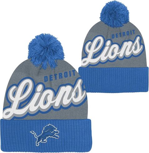 NFL Kids Youth 8-20 Official Primary Logo Script Wordmark Cold Weather Cuffed Knit Pom Beanie Hat in Saudi Arabia