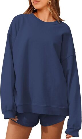 Womens 2 Piece Outfits Fall Sweatsuits Oversized Long Sleeve Sweatshirts Sweat Shorts Casual Lounge Matching Sets in Kuwait