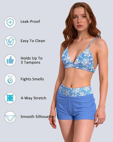 Beautikini Period Swimwear Two Piece Menstrual Swimsuit Bikini Sets Leakproof Tummy Control High Waist Bathing Suit for Girls in Saudi Arabia