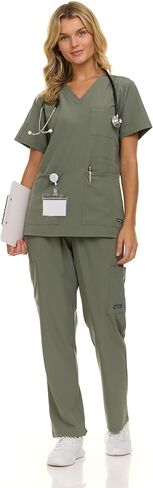 Nautica Scrubs for Women Set, 9 Pocket Breathable Scrub Sets For Woman Pants Tops, Comfortable Soft Stretch Womens Scrub Sets in Kuwait