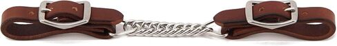 Jeereal Flat Bridle Leather Curb Strap | Leather Single Flat Stainless Steel Chain Link Chain Curb Strap in Saudi Arabia