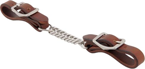 Jeereal Flat Bridle Leather Curb Strap | Leather Single Flat Stainless Steel Chain Link Chain Curb Strap in Saudi Arabia